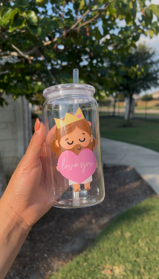 ✨ Jesus "Love You" Acrylic Cup with Straw – Kid-Friendly & Mama Approved