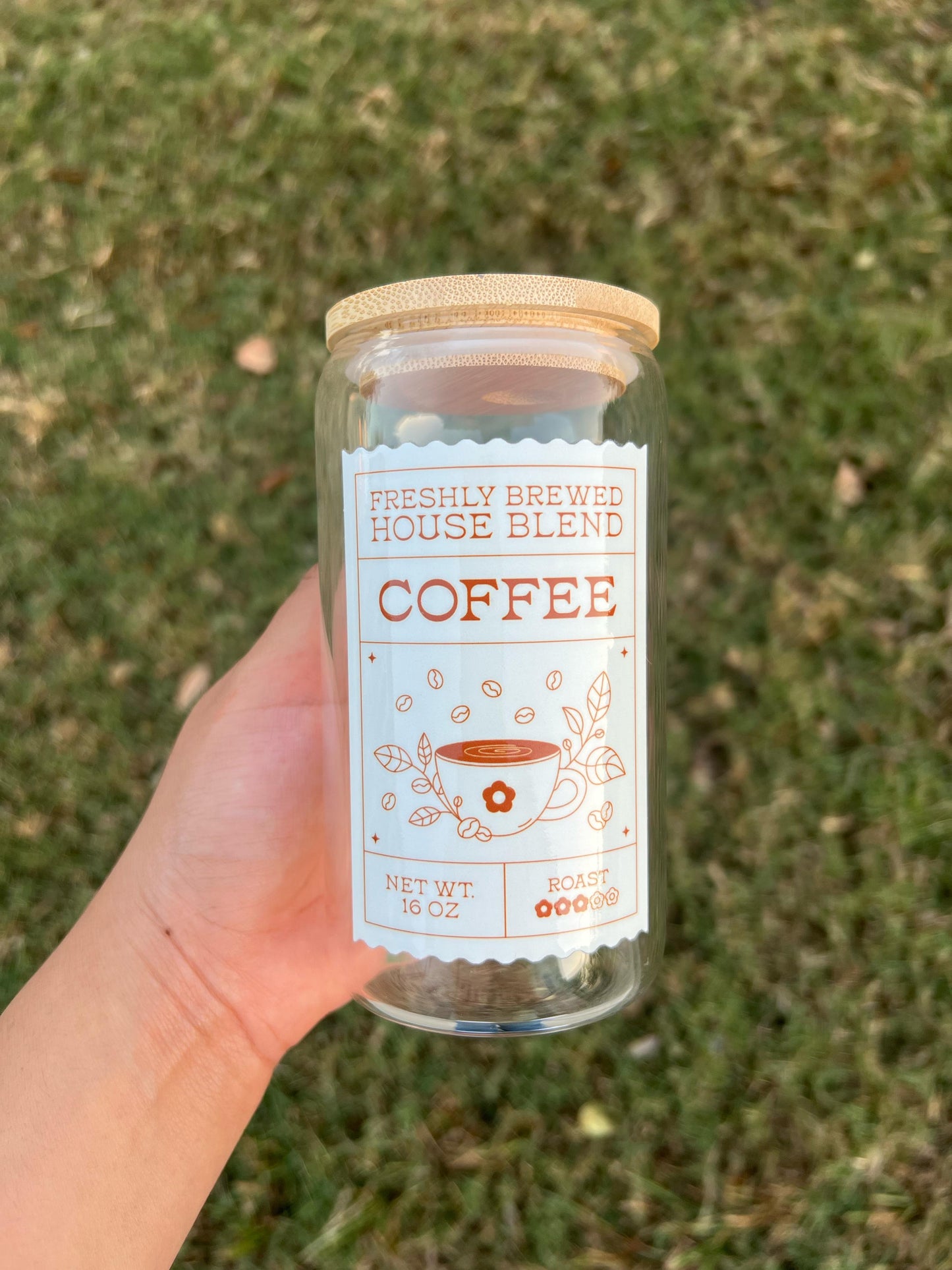 Coffee Label Glass Cup (UV DTF)