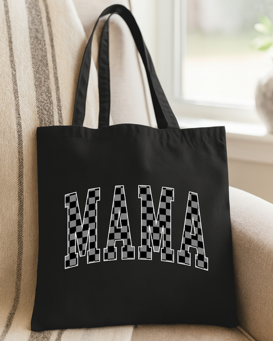 MAMA Checkered Black Tote Bag