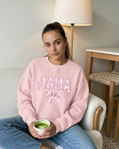 MAMA Chinoiserie Bow Pink/Blue Crewneck